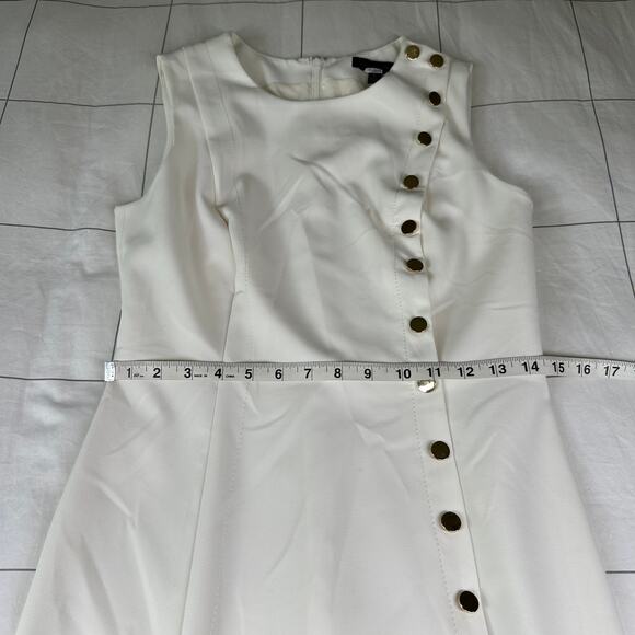 Banana Republic Dress Womens 6 White Cream Sleeveless Sheath Button Down Classic - Picture 8 of 10